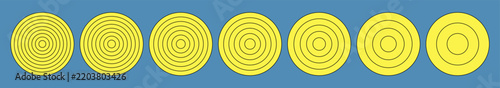 Foto Coaching wheel of 2, 3, 4, 5, 6, 7 and 8 concentric circles on yellow