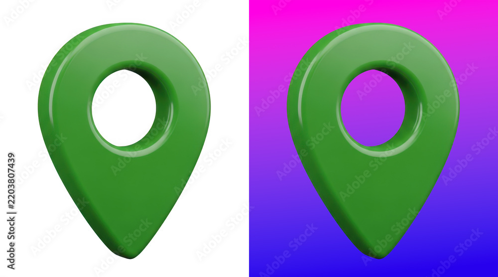 © Design Planer - Green location pin icons 3D rendering