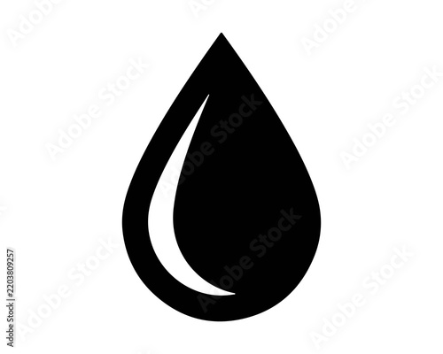Simple black water drop icon symbol with water droplet liquid drop hydration