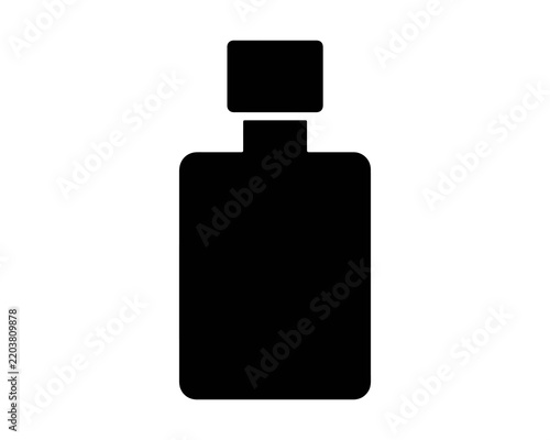 Minimalist black silhouette icon of a glass perfume or cosmetic bottle