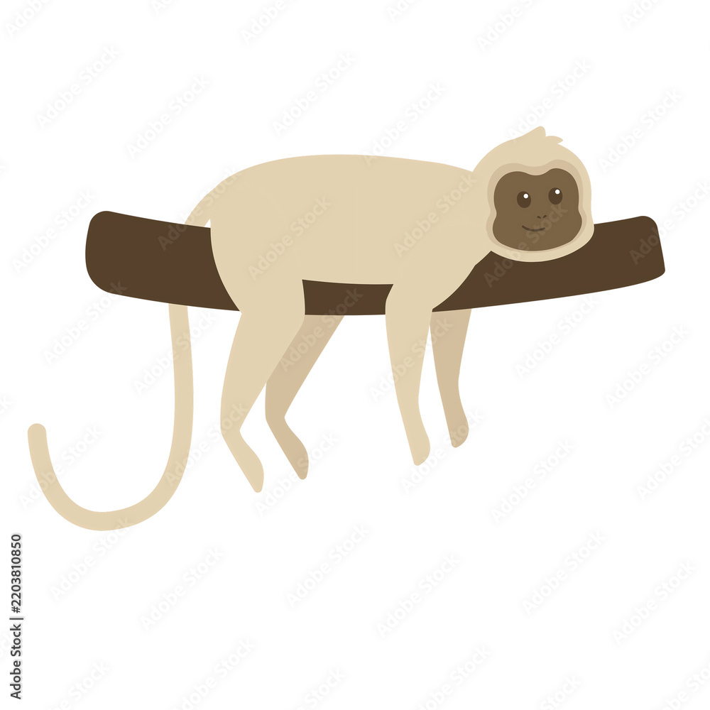 Fototapeta premium A charming digitally rendered illustration depicts a sloth gracefully resting on a dark brown branch showcasing its relaxed posture and endearing facial expression capturing the