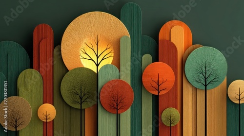 Many trees that are painted in different colors genealogy tree concept