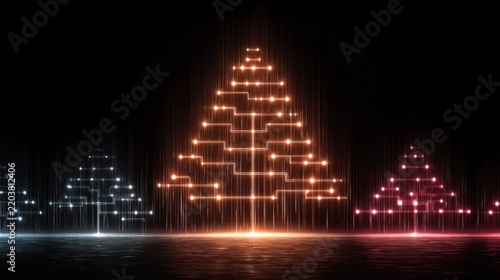 A close up of a christmas tree with lights on it christmas background