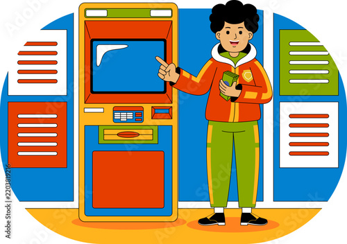 People Shopping at Supermarket Vector Illustration