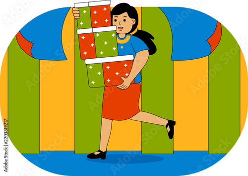 People Shopping at Supermarket Vector Illustration