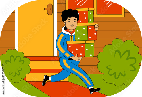 People Shopping at Supermarket Vector Illustration