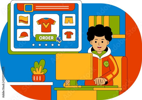 People Shopping at Supermarket Vector Illustration