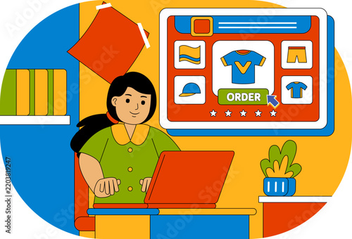 People Shopping at Supermarket Vector Illustration