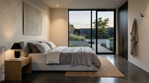 Modern Bedroom with Garden View