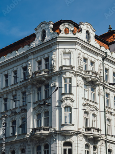 Photography ornate corner building in prague
