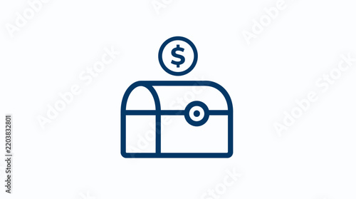 Minimalist Treasure Chest Logo Design Template for Luxury Branding, Gaming, and Wealth Identity