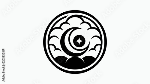 Elegant Moon Phase Emblem Logo Set with Crescent and Full Moon Design Elements for Celestial Brand