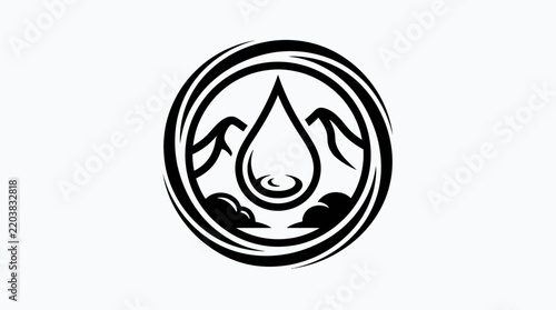 Mountain and River Vector Logo Design for Outdoor Adventure and Nature Conservation Identity