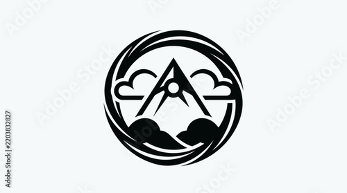 Minimalist Geometric Mountain Peak Vector Logo Design for Outdoor Adventure and Hiking Brand Identity