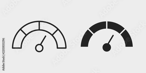 Credit Score Icon represents financial ratings, credit history, lending assessment, payment behavior, and personal finance analysis in stroke and filled styles.