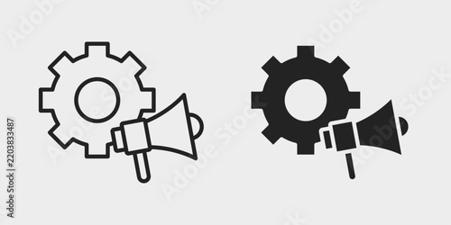 Marketing Tools Icon represents promotional resources, campaign management, customer engagement, analytics, and digital marketing activities in stroke and filled styles.