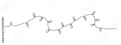 Simple line art illustration of a string of Christmas lights perfect for holiday decorations and borders
