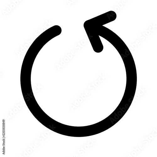反時計回りにぐるっと回る黒い円形矢印・背景透過