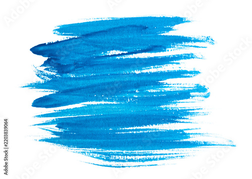 Blue brushstrokes and watercolor stripes on an isolated background