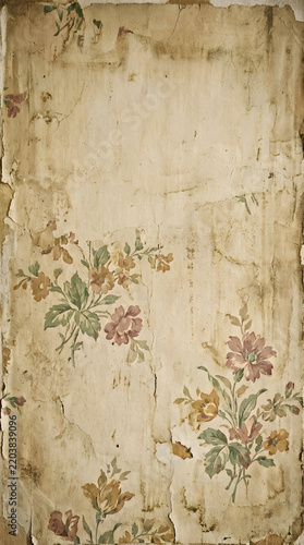 Vintage floral wallpaper with flowers.