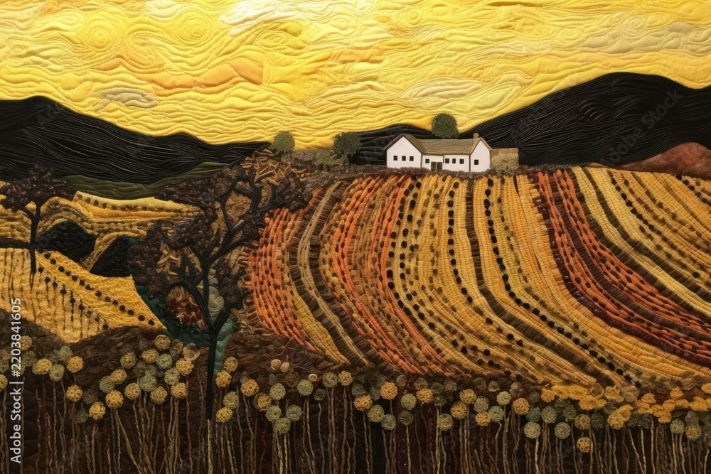 Obraz premium Agriculture landscape outdoors painting.