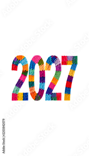 Colorful mosaic style number 2027 isolated on black background for new year celebration design elements