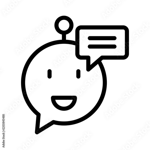 AI Chatbot Robot Line Icon with Wireless Connection