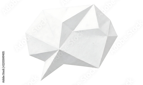 Low poly white speech bubble design element for communication concepts and digital media applications isolated on transparent background