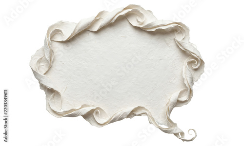 Detailed torn paper speech bubble frame with a decorative edge perfect for text or graphics isolated on transparent background