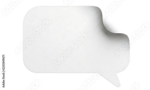 Blank white speech bubble with a slightly peeled corner ready for text or graphics isolated on transparent background