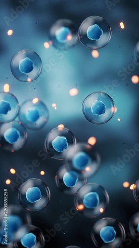 Transparent blue cells background, 3d rendering.
