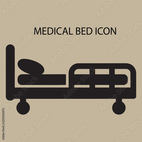 Solid reclined hospital bed icon vector illustration for healthcare app