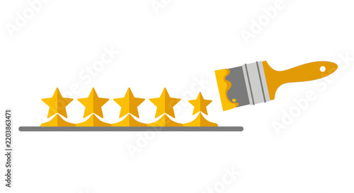 Five Star Rating Illustration with Paintbrush for Quality and Review Concept