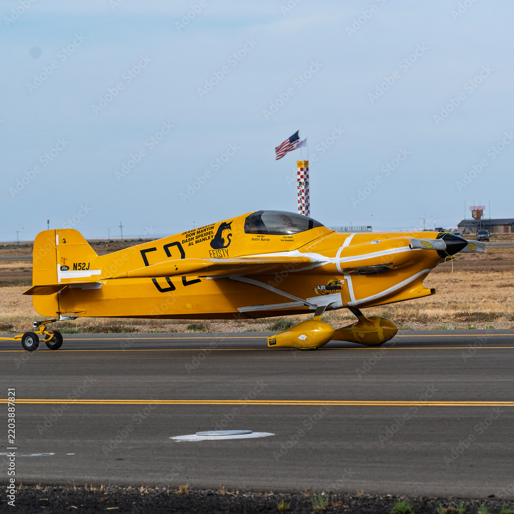 Obraz premium National Championship Air Races 9-18-2026 Roswell NM USA Formula 1 class aircraft at the National Championship Air Races at the Roswell International Air Center