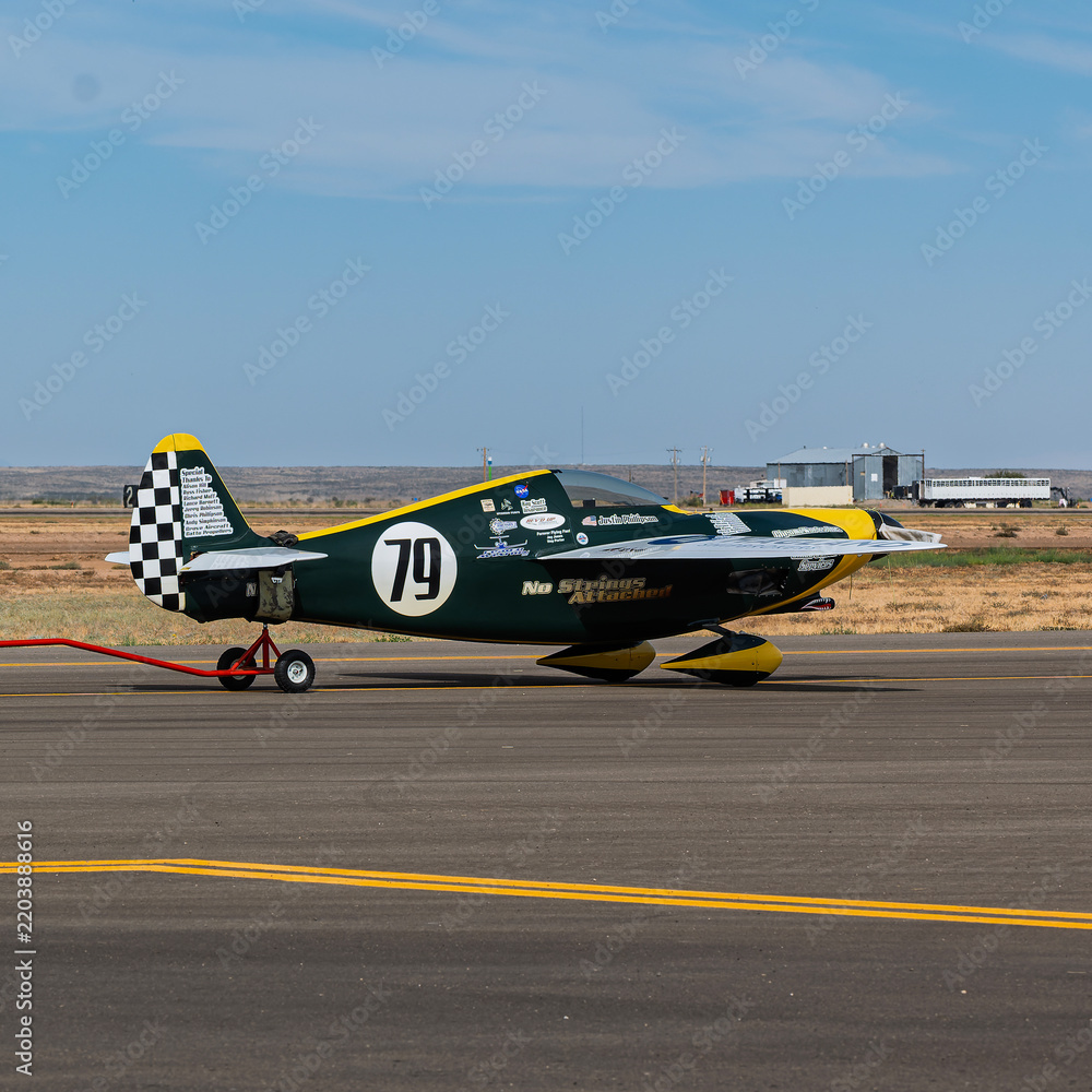 Obraz premium National Championship Air Races 9-18-2026 Roswell NM USA Formula 1 class aircraft at the National Championship Air Races at the Roswell International Air Center