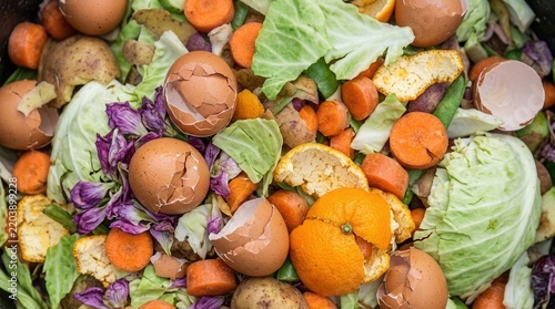 Background closeup of a pile of organic waste for composting