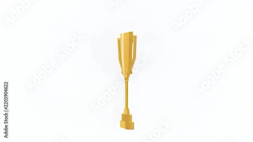 Golden trophy cup award animation on clean white background