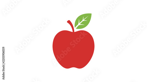 Red Apple Flat Vector Illustration