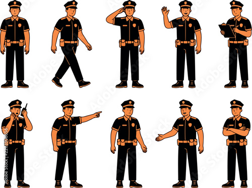 Police Character Set: Versatile Law Enforcement Vector Poses and Actions