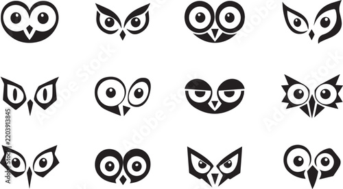Owl face reaction icon set vector art illustrator