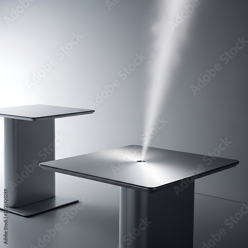 Modern table with steam spraying from center