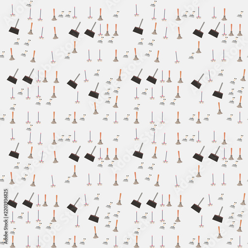 Broom and Dustpan Repeating Pattern