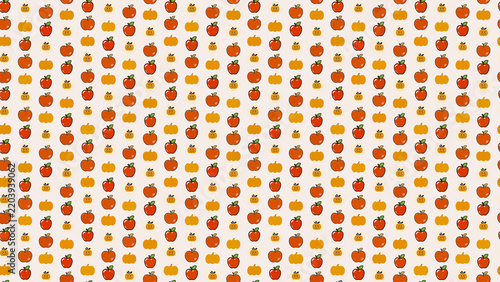 Seamless pattern of apples and pumpkins