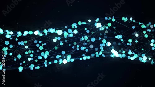 Glowing abstract digital network and data connection wave animation background