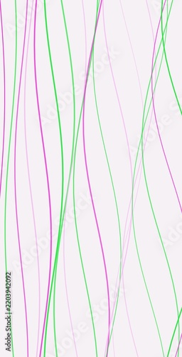 Abstract colorful curved lines pattern background with vibrant green and pink wavy threads