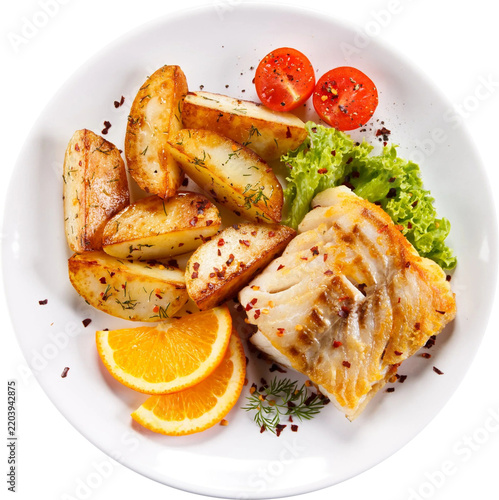 Fotografie Haddock Fish Menu Image Without Background