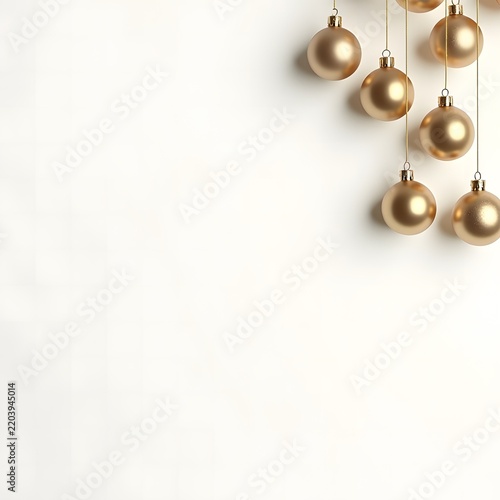 Minimal luxury Christmas background with elegant gold ornament and copy space.
