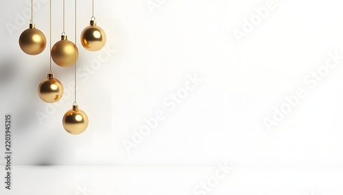 Minimal luxury Christmas background with elegant gold ornament and copy space.