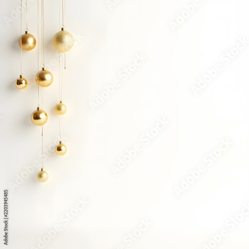Minimal luxury Christmas background with elegant gold ornament and copy space.