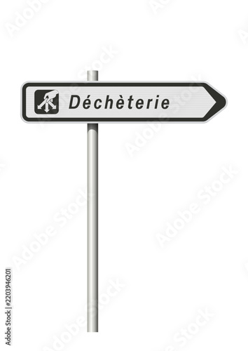 Panneau routier directionnel Déchèterie en vectoriel